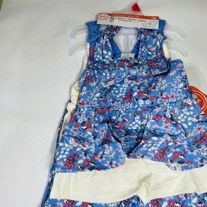 Baby Girl Blue Floral Outfit Shirt Shorts Pants Headband Size 18 Months
